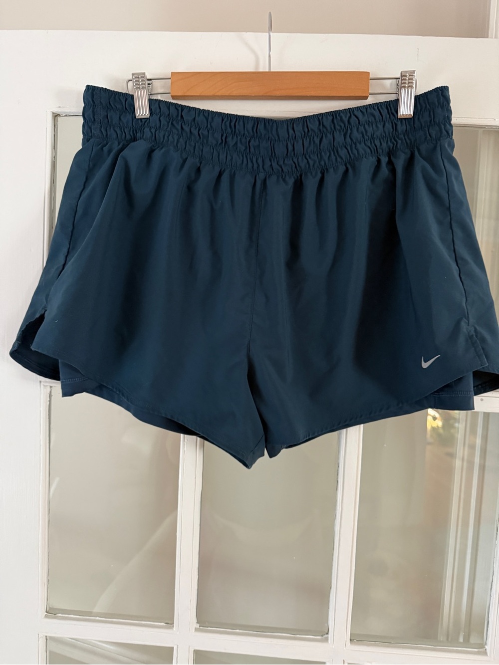 Nike Women's Blue Running Shorts with Built in Shorts